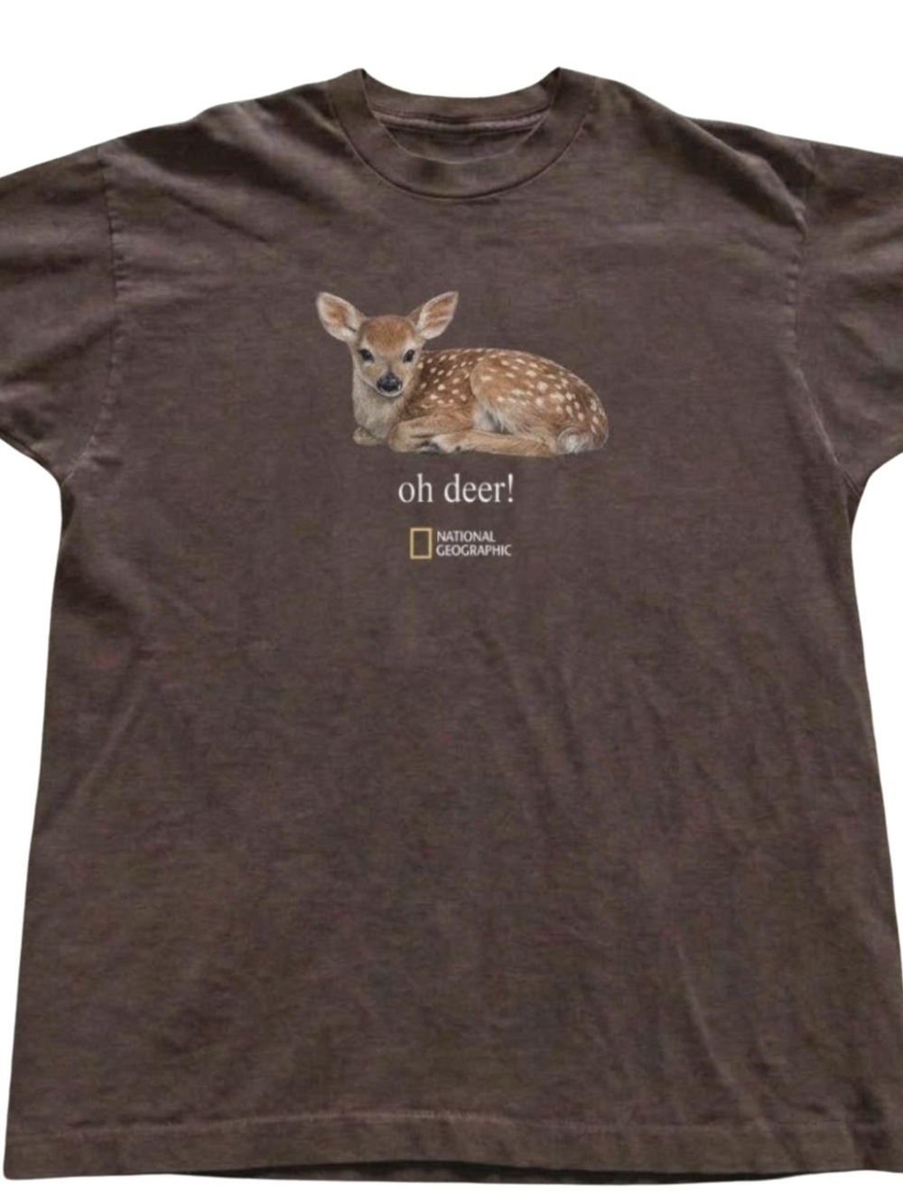 Gildan Brown Short Sleeve Tee with Fawn Graphic and 'oh deer!'